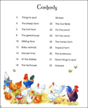 1001 things to spot on the farm - sticker book - contents
