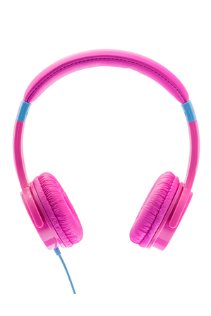 moki lil kids volume limited headphones - pink - front