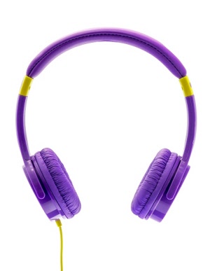 moki lil kids volume limited headphones - purple - front